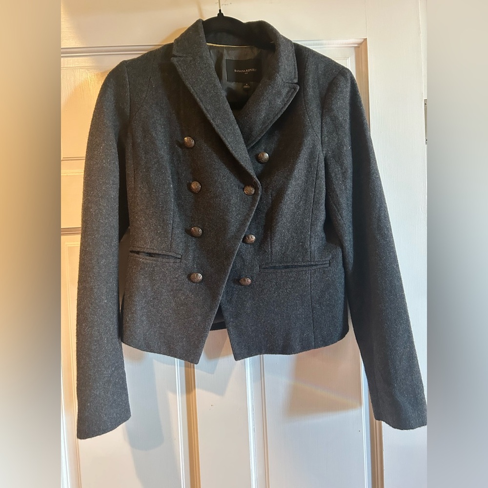 Banana Republic Charcoal Double-Breasted Blazer